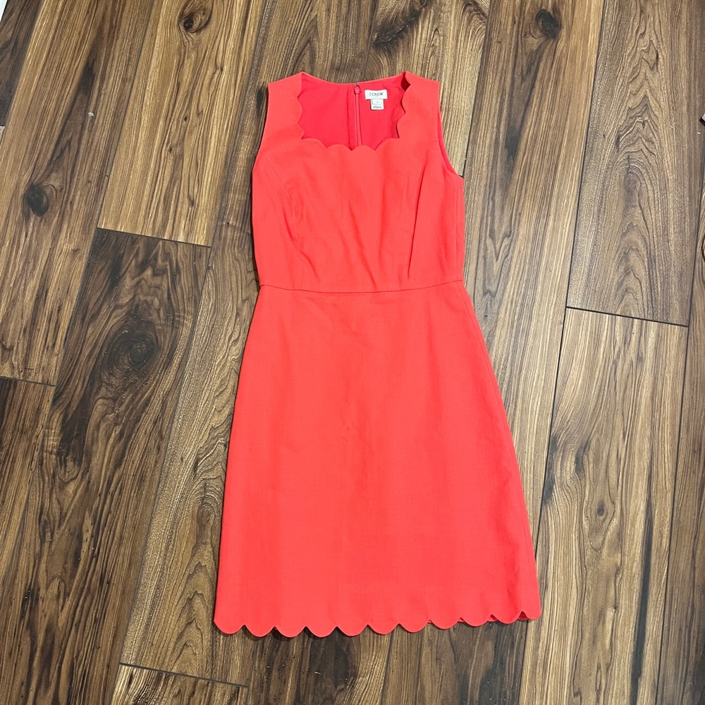 J. Crew Basket Weave Scalloped Pink Dress